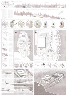 an architectural diagram shows the various parts of a building and its surroundings, including trees