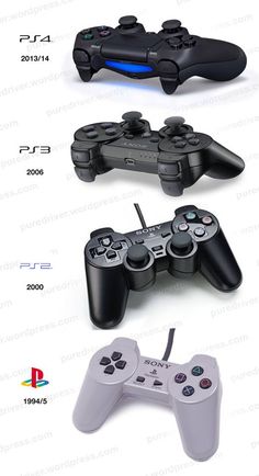 three different types of video game controllers