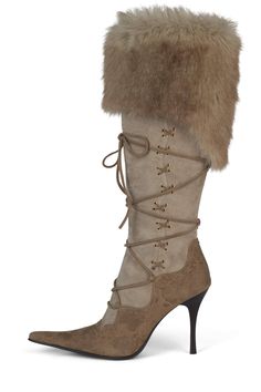 VERBIER-F YYH Beige Combo 6 Fur Boots Heels, Pink Platform Heels, Pretty Shoes Sneakers, Cute Shoes Heels, Shoes Heels Classy, Closed Toe Sandals, Leather Heeled Boots, Swag Shoes, Fur Boots