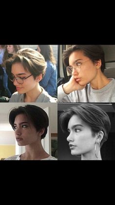 Short Queer Haircuts Round Face, Short Hairstyle Women Tomboy, Short Hairstyle Women Masculine, Short Hair Middle Part Women, Pixie Haircut Middle Part, Masc Lesbian Haircut Straight Hair, Boy Cut For Women Round Faces, Tomboy Cuts For Women, Leaf Haircut