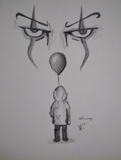 a drawing of a person with a balloon in front of their face