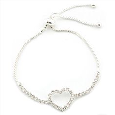 Fashion Bracelet Silver Plating Pull Strap Heart Adjustable Extender Bracelet Adjustable Metal Heart Bracelet For Valentine's Day, Elegant Heart-shaped Crystal Bracelet For Valentine's Day, Adjustable Heart-shaped Metal Charm Bracelet, Adjustable Heart-shaped Metal Bracelets, Silver Heart Charm Bracelet For Party, Party Heart Shape Charm Bracelet With Heart Beads, Party Heart Beads Charm Bracelet, Elegant Heart-shaped Crystal Bracelet For Parties, Adjustable Metal Heart Charm Bracelet