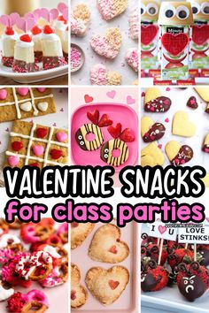 valentine snacks for class parties with the title overlay