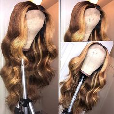 P4/27 Honey Blonde Body Wave Wig, Ishow Beauty 13x4 Highlight Ombre Br – IshowHair Wigs Body Wave, Highlight Wig, Honey Hair Color, Color Rubio, Long Human Hair Wigs, Honey Blonde Highlights, Virgin Hair Wigs, Blonde Lace Front Wigs, Natural Human Hair