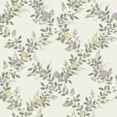 a wallpaper with flowers and leaves on it