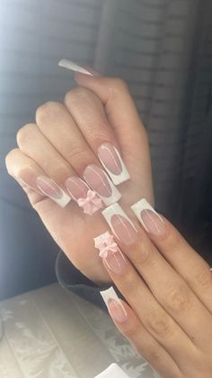 Bow Nail Designs, Coquette Nails, Girly Acrylic, Nail Time, Girly Acrylic Nails, School Nails, Classic Nails, Pink Acrylic Nails, Square Acrylic Nails