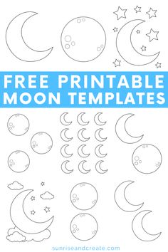 printable moon templates Moon Coloring Pages, Star Coloring Pages, Moon Party, Star Template, Cd Crafts, Free Printable Gift Tags, Stencils Printables, Educational Activities For Kids, Moon Shape