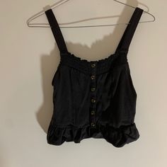 New With Tags Super Cute Casual Black Tank Top For Vacation, Black Cotton Tank Top For Day Out, Black Cropped Top For Beach, Trendy Black Crop Top For Vacation, Black Cotton Crop Top For Day Out, American Eagle Cardigan, Boho Crop Top, Beige Crop Tops, American Eagle Crop Top