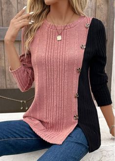 Color:Black;Size:1X;Size:2X;Size:3X;Package Contents:1 X T Shirt;Occasion:Other;Style:Casual; Look Casual Chic, Long Sleeve Tops Casual, Knitted Tops, Long Sleeve Knit Tops, Look Plus, Look Casual, Fall Outfits Women, Casual Look, Top Casual