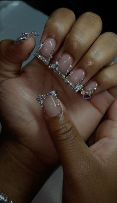 #blingnails #ducknails #butterflynails #shortnails #shortducknails Dimond Nails Acrylic, Blinged Out Short Nails, Short Duck Nails French Tip, Bling Short Nails, Short Duck Nails, Kitty Nails, Girly Acrylic, Duck Nails, White Acrylic Nails