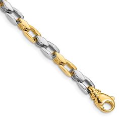 SKU: LK305A-24   UPC: 191101650840   Precious Metal Type: 14k Two-tone   Precious Metal Weight: 56.97 GM   Length: 24 Inch   Width: 4.5 mm   Clasp /Connector: Lobster (Fancy)   Feature: Solid   Manufacturing Process: Casted Link Chain Bracelet, Clasp Bracelet, Gold Bracelet For Women, Bow Jewelry, Unisex Bracelets, Fine Jewelry Bracelets, Bracelet Clasps, Bracelets And Charms, Cable Chain