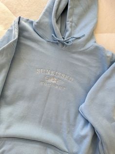 Blue Embroider Sunkissedcoconut Hoodie - Sunkissedcoconut Sunkissed Coconut, Luxury Paints, Luxury Printing, Cute Sweatshirts, Blue Hoodie, Cute Everyday Outfits, Sun Kissed, Preppy Outfits, Dream Clothes