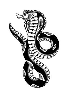 a black and white drawing of a snake