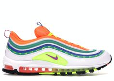 Check out the Nike Air Max 97 London Summer of Love available on StockX Streets Of London, Sneakers Nike Air Max, London Summer, Purple Nikes, Sneaker Release, Summer Love, Green Accents, Nike Air Max 97, Blue Accents