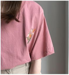 Embroidery T-shirt pink 、white Embroidery T Shirt, Pink White, Bell Sleeve Top