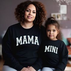 Now you can match your little one in these amazing matching Family Sweatshirts. Perfect for matching your family this season! Please note: Items need to be added to basket separately to receive the set. Ideal for any situation, a unisex heavy blend crewneck sweatshirt is pure comfort.  These garments are made from polyester and cotton. This combination helps designs come out looking fresh and beautiful.  The collar is ribbed knit, so it retains its shape even after washing.  There are no itchy s Family Sweatshirts, Mom Daughter Outfits, Mother Daughter Matching Outfits, Matching Sweaters, Matching Sweatshirts, Mommy And Me Outfits, Family Photo Outfits, Sweatshirt Outfit, Mom Daughter