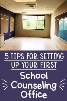 an empty room with the words 5 tips for setting up your first school consulting office