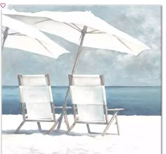 two chairs and an umbrella on the beach