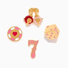 Deal yourself a winning hand with our Feeling Lucky Stud Set! This set is designed to channel good luck and features the cutest cherry Magic 8 Balls, a casino chip, a classic die, and a lucky 7. Don’t miss out—grab yours now and let the luck roll in! Cherry Magic, Magic 8 Ball, Be Your Own Hero, Lucky 7, Flat Back Earrings, Feeling Lucky, Casino Chips, Stud Set, Disney Dream