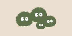 three green plants with googly eyes are shown in the shape of an oozy creature