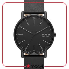 Skagen Denmark, Skagen Watches, Nixon Watch, Simple Watches, Black Leather Watch, Minimalist Watch, Mens Watches Black, Stylish Watches, Skagen