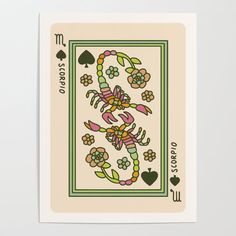 a playing card with flowers and hearts on it