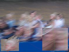 blurry image of people in a boat with one person on the side and another man sitting down