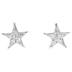 Star Diamond Earrings, Luxury Star-shaped Earrings For Formal Occasions, Luxury Star-shaped Formal Earrings, Luxury Star-shaped Earrings With Diamond Accents, White Gold Star Earrings For Formal Occasions, Elegant Star-shaped White Gold Diamond Earrings, Elegant White Gold Star-shaped Diamond Earrings, Diamond Star Earrings, White Gold Diamond Earrings