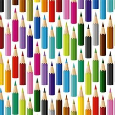 colored pencils are arranged in rows on a white background with the same color as each other