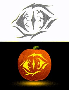 a pumpkin with an evil eye on it