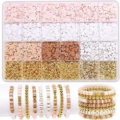 This DIY jewellery making set comes with a bead storage box and 2000+ beads (of which 104pcs are alphabet beads). ⚠️  WARNING:  CHOKING HAZARD - This is not a children's toy.  This kit contains small parts that may pose a hazard to children under 3 years.  under adult supervision only. All orders will be sent by air mail from Hong Kong (a tracking number will be provided).  It takes around 7-16 business days to deliver in most countries e.g. USA, Great Britain, Australia and other European Count Clay Beads Jewelry, Friendship Bracelet Kit, Beads Clay, Bracelet Making Kit, Beaded Jewelry Bracelets, Diy Collier, Tanah Liat, Jewelry Making Kits, Clay Bracelet