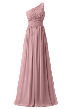 a bridesmaid's dress with one shoulder and draped over the top, in pink