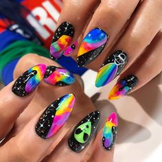 Vanessa Cooper, Alien Nails, Hippie Nails, Colorful Nail, Galaxy Nails, Colorful Nails, Art Nails