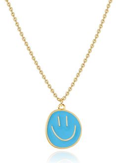 PRICES MAY VARY. CUTE NECKLACE：Colorful smile pendent necklace, 14k gold plated chain with smile face charm necklace. adjustable extended chain length, dainty, cute. A sweet gift for your daughter/granddaughter/niece. MATERIAL: This item made of high quality stainless steel and brass, No nickel and lead. No Hypoallergenic. It’s skin friendly for your daily wear. SIZE: 17.7" + 2.5" extended chain, adjustable, fits most of women and girls. and it could be layered with other necklace. MEANING：Smile Preppy Jewelry Necklaces, Necklaces Preppy, Necklace Preppy, Necklace Meaning, Hot Pink Jewelry, Preppy Necklaces, Smile Gift, Cute Necklaces, Aesthetic Necklace