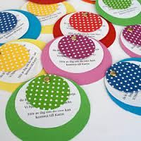 colorful polka dot circles with name tags on them