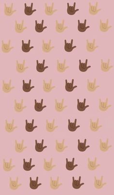 a pink background with brown and tan cats on it's sides, in the shape of hands