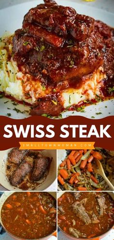 the cover of swiss steak with carrots and gravy