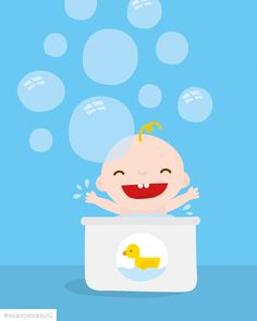 a baby in a diaper with bubbles coming out of it