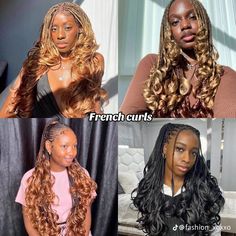 Black Prom Hairstyles, Dream Hairstyles, French Curl Braids, Hire Style, Curl Braids, Style Braids, French Curl, Box Braids Hairstyles For Black Women, Cute Braided Hairstyles