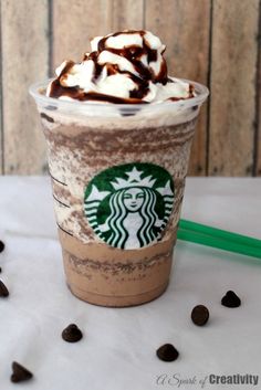 a starbucks drink with whipped cream and chocolate