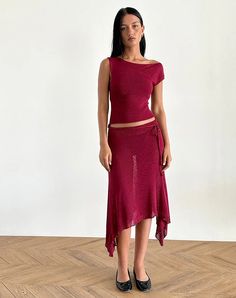 Red Sheer Knit Midi Skirt | Leysa – motelrocks-com-us Red Midi Skirt, Sheer Knit, Red Midi, Summer Bodycon Dress, Black Satin Dress, Knit Midi Skirt, Bandeau Dress, Body Con Skirt, Long Sleeve Bodycon Dress