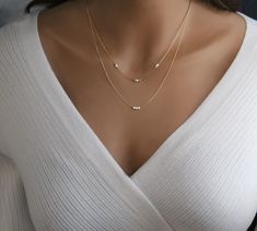 Layered Opal Necklace • Dainty Gold Necklace • Dainty Opal Jewelry • Gift for Girlfriend Sister Her Mom • Gifts under 50 Delicate Layered Chain Necklace, Minimalist Tiny Beaded Necklaces For Layering, Delicate Jewelry With Tiny Beads For Layering, Delicate Layering Jewelry With Tiny Beads, Elegant Layered Necklace With Satellite Chain As Gift, Delicate Layered Necklace As A Gift, Elegant Layered Necklace With Satellite Chain, Elegant Layered Necklace With Satellite Chain For Gift, Delicate Layered Necklace For Gifts