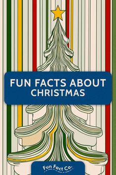 the front cover of fun fact cards about christmas, with an image of a tree