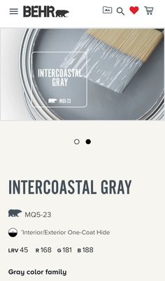 an ad for behrr's intercoastal gray paint, with the words intercoastal gray on it