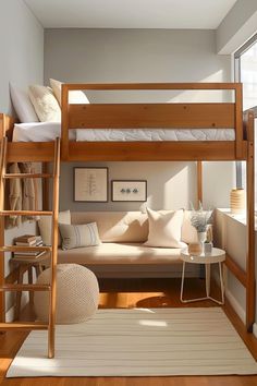 a loft bed with a couch underneath it