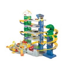 a toy playset with cars and tracks