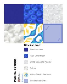 the back side of a brochure with blue and yellow colors on it, including white