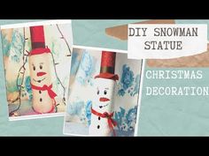 two snowmen made out of toilet paper with the words diy snowman statue