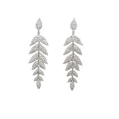 These Diamond leaf-shaped drop earrings are a versatile piece of jewelry that can be worn with a variety of outfits, from formal dresses to casual ensembles. They make a perfect gift for a nature lover or someone who appreciates the beauty of organic forms. Whether worn for a special occasion or as an everyday accessory, these earrings are sure to add a touch of glamour and sophistication to any outfit.14 karat white gold 298 Round Diamonds, 1.49 total carat weightItem# 150-01804 Organic Forms, Organic Form, Everyday Accessories, Nature Lover, Round Diamonds, Silver Earrings, Diamond Earrings, Special Occasion, Diamonds