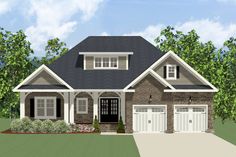 this is an artist's rendering of the front elevation of these homeplans